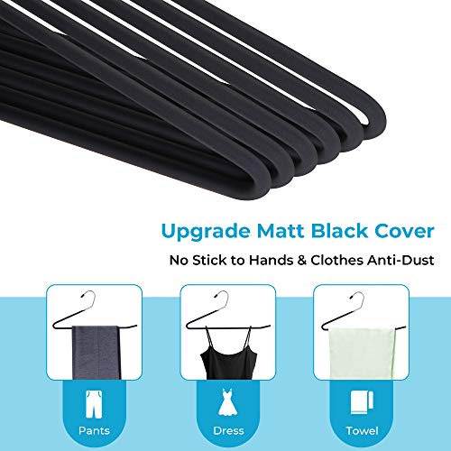 JS HANGER Non Slip Pants Hangers 20 Pack Open Ended Easy Slid Slacks Hangers, Durable Anti-Rust Space Saving Metal Jeans Hanger, Chrome and Black Friction - Image 2