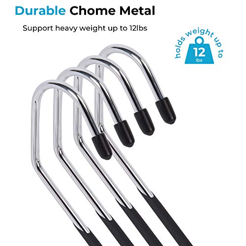 JS HANGER Non Slip Pants Hangers 20 Pack Open Ended Easy Slid Slacks Hangers, Durable Anti-Rust Space Saving Metal Jeans Hanger, Chrome and Black Friction - Image 4