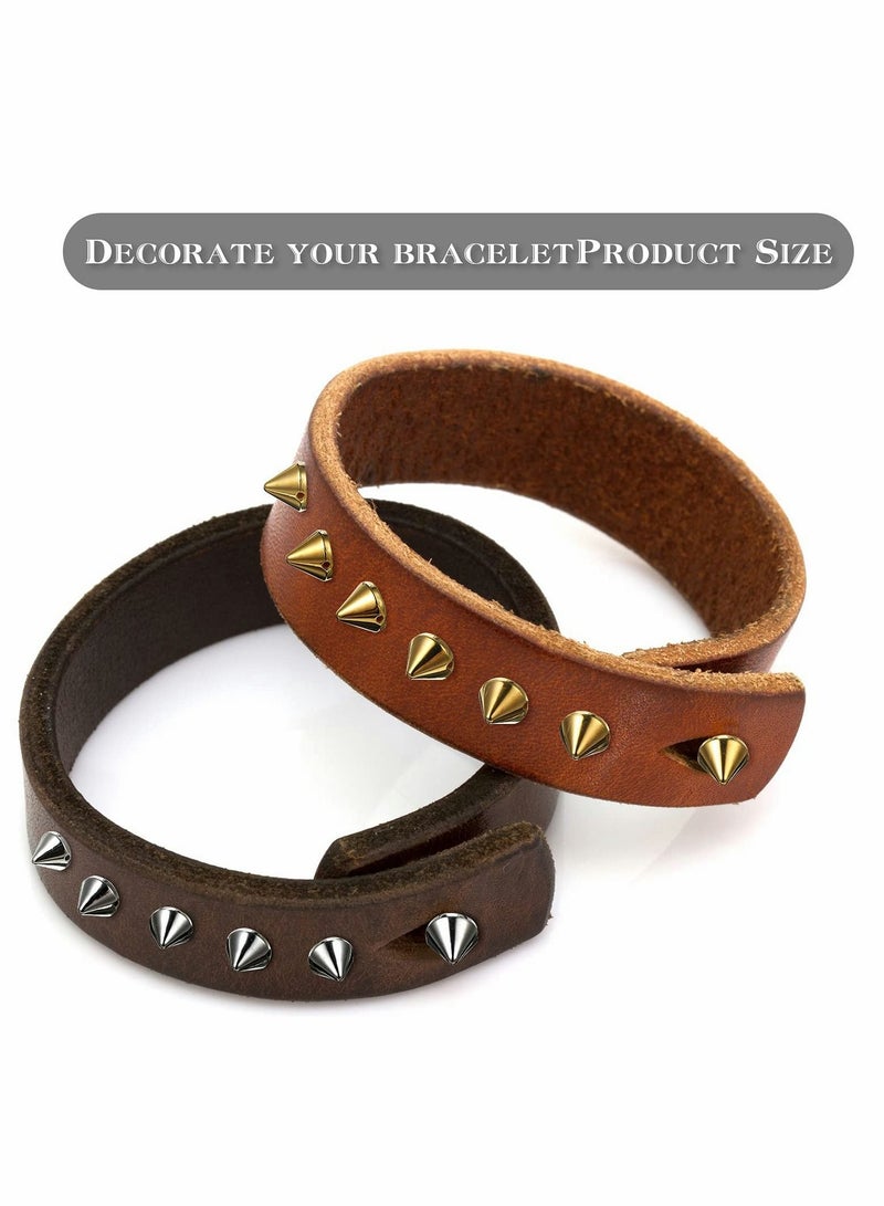 Excefore 200 قطعة من خرز المسامير المخروطية، خرز المسامير المخروطية ذات المسامير المخروطية، خياطة، لصق، زينة للملابس والحقائب والأحذية (ذهبي، فضي) - Image 5