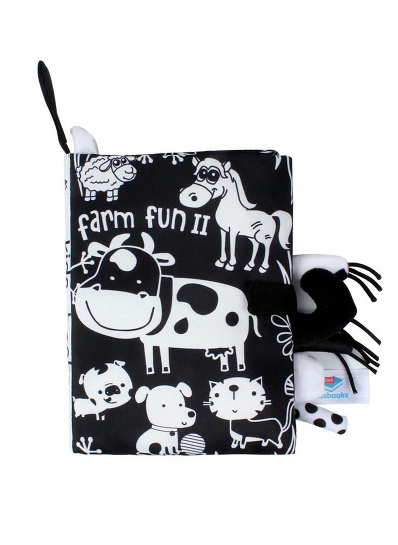 Y&D Baby Safety Nontoxic 3D Cloth Book Black and White Cow Farm Pattern Soft Early Education Identify Toys Gifts for 1 2 3 Years Old Toddlers Boys Girls Newborns  - Image 1