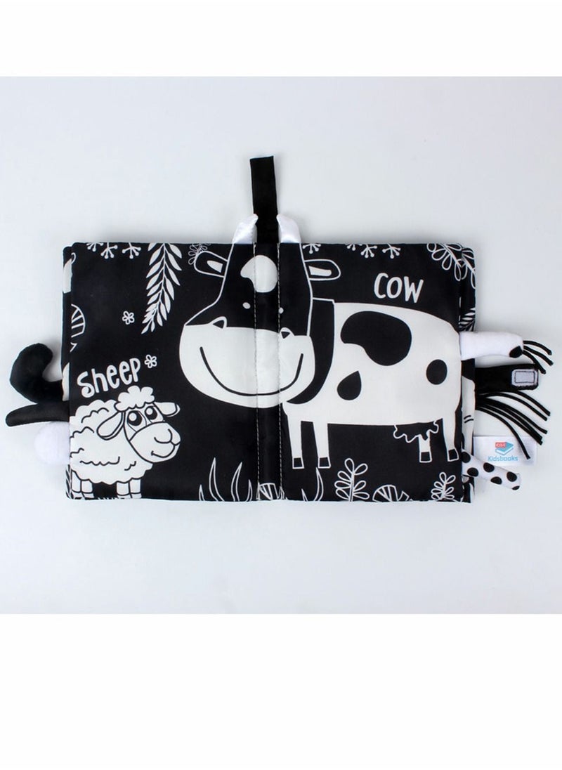 Y&D Baby Safety Nontoxic 3D Cloth Book Black and White Cow Farm Pattern Soft Early Education Identify Toys Gifts for 1 2 3 Years Old Toddlers Boys Girls Newborns  - Image 3