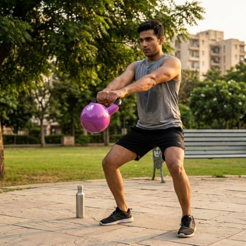 Kakss Vinyl half coating Kettle Bell for Gym & Workout (Proudly Made in India) (5Kg Violet) - Image 4