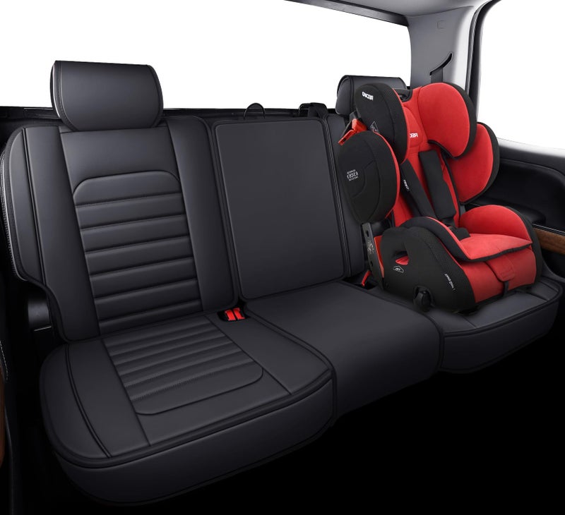 YIERTAI Silverado Sierra Rear Seat Covers for 2007-2023 2024 2025 2026 1500/2500/3500 HD Pickup Waterproof Leather Crew Double Extended Cab Back Seat Protectors(1 Rear Seat Cover/Black) - Image 3