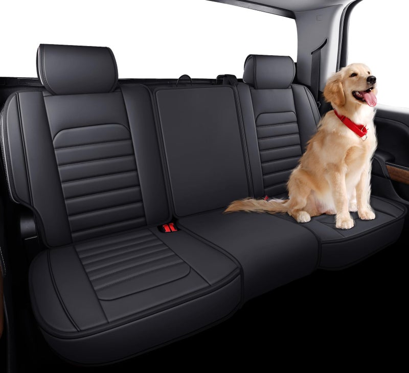 YIERTAI Silverado Sierra Rear Seat Covers for 2007-2023 2024 2025 2026 1500/2500/3500 HD Pickup Waterproof Leather Crew Double Extended Cab Back Seat Protectors(1 Rear Seat Cover/Black) - Image 2