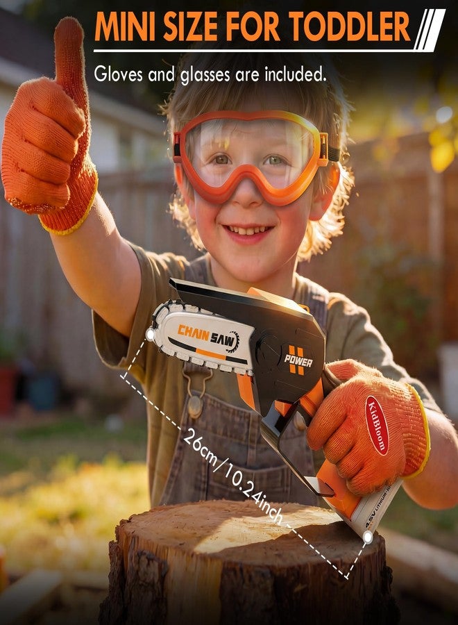 KidBloom منشار لعبة صغير للأطفال من كيدبلوم مع صوت، مجموعة أدوات للأطفال مع قفازات ونظارات واقية - Image 3