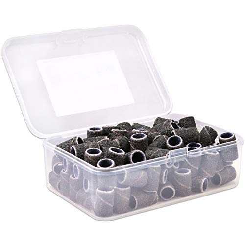 PANA 100 Pieces Nail Sanding Bands Professional Nail Manicure Great Fit for Nail Drill Bits for Acrylic Nails (80 Grit, Black) - Image 1
