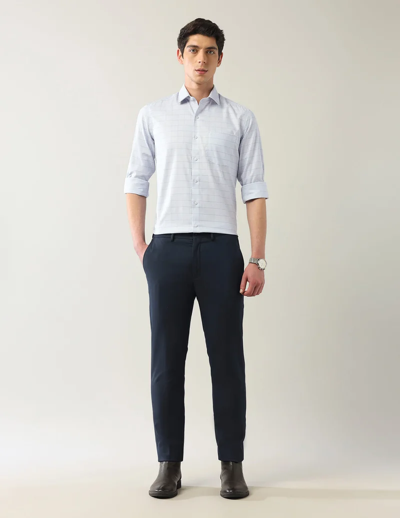 Arrow Medium Grey Windowpane Checked Autopress Flx Shirt for Men | Best Price UAE