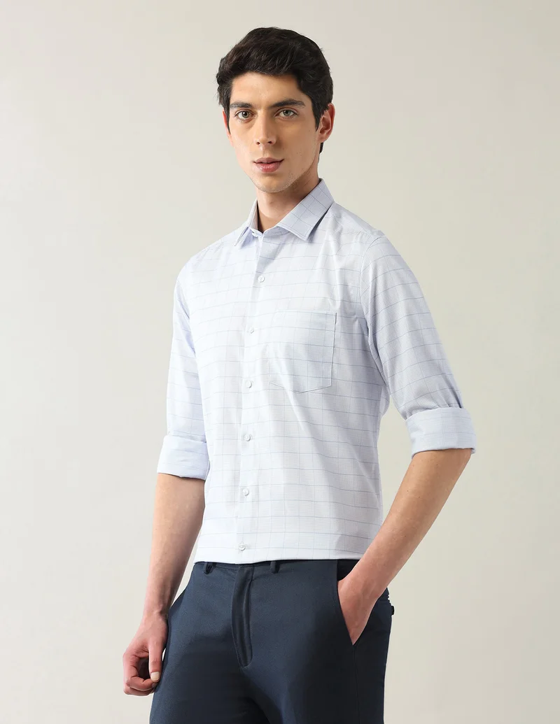 Arrow Medium Grey Windowpane Checked Autopress Flx Shirt for Men | Best Price UAE