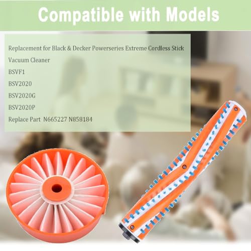 HsvrySa Replacement for Black and Decker Powerseries Extreme Cordless Stick Vacuum BSV2020P BSV2020G Replace Part,1 Pack Brush Roller,2 Pack HEPA Filters - Image 2