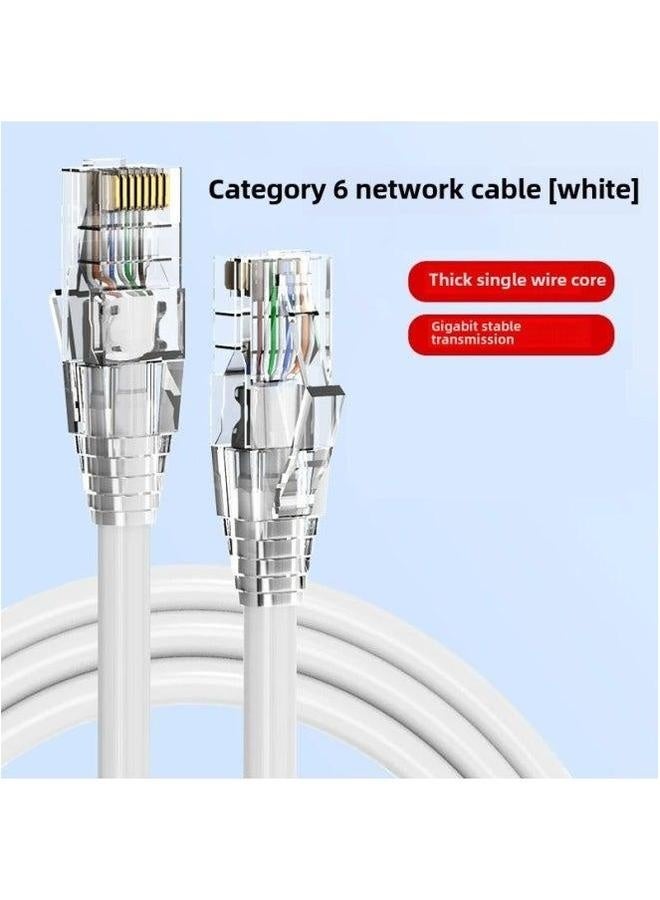 Category 6 Network Cable CAT6 Gigabit Home Engineering Computer Broadband Router 8-core Twisted Pair Hop RJ45 Head-Colour:Category White (sheath + Unshielded Head)-Line Length:2m - Image 1