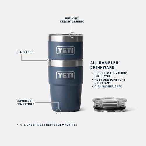 YETI Rambler 8 oz Insulated Coffee Mug with Lid - Stackable Double-Wall Vacuum Insulated Coffee Cup - DuraSip Ceramic Lining - Barista-Friendly Design - Stainless Steel - Dishwasher Safe, White - Image 2