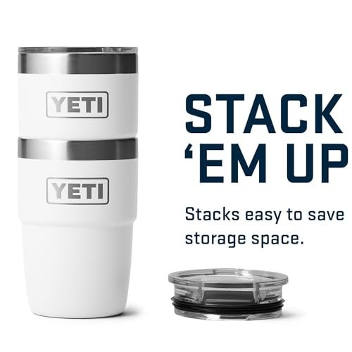 YETI Rambler 8 oz Insulated Coffee Mug with Lid - Stackable Double-Wall Vacuum Insulated Coffee Cup - DuraSip Ceramic Lining - Barista-Friendly Design - Stainless Steel - Dishwasher Safe, White - Image 4