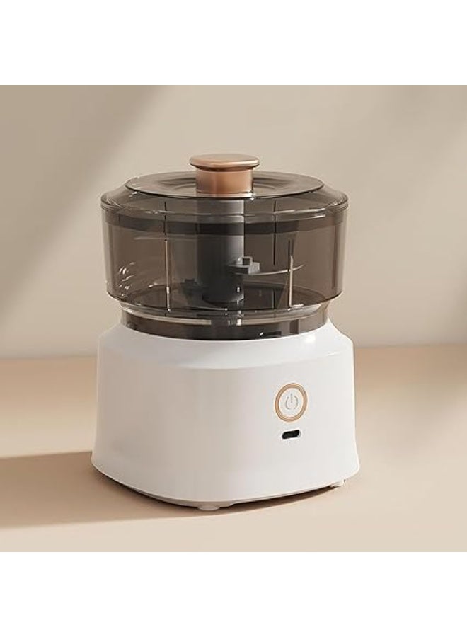 ماكينة كبة كهربائية لفرم اللحوم والخضروات، معالج طعام متعدد الاستخدامات، أبيض مع تفاصيل ذهبية، 300 واط، وعاء شفاف، سهل التنظيف - Image 1