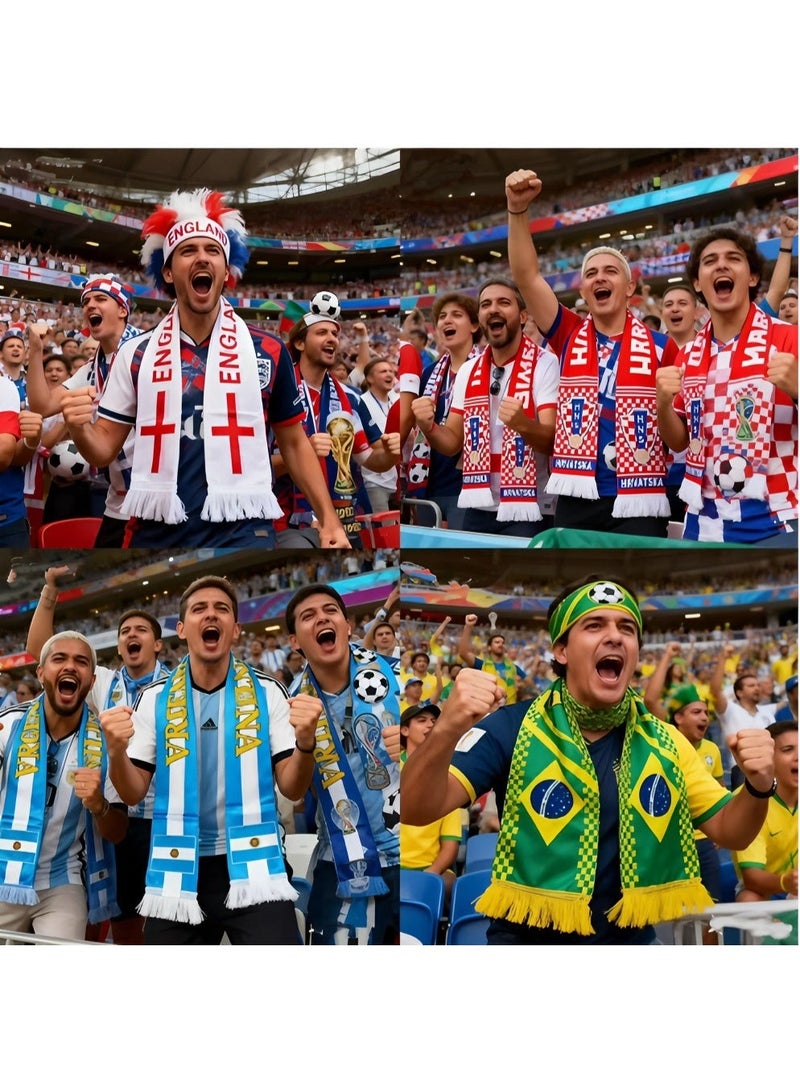 HOMESTAR 4pcs World Cup Soccer Scarf Set, National Soccer Team Fan Scarf, Argentina France Spain England Satin Neck Warmer, For Match Days Cheering Gift, For Family Neighbors Friends Colleagues, Unisex Adult - Image 2