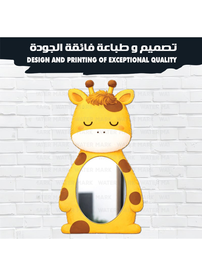 A children's wall mirror in the shape of a cartoon giraffe, made of high-quality wood with a modern decorative design. It is completely safe and unbreakable, lightweight, and easy to install, adding elegance to a child's room. - Image 2