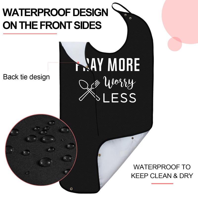 SATINIOR 6 Pieces Adult Bibs for Women Washable Reusable Clothing Protector with Crumb Catcher Beautiful Pattern Bibs (Dinner Style) - Image 4