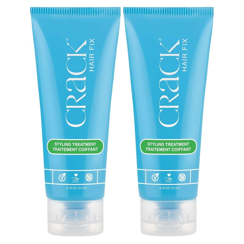 Crack HAIR FIX Styling Creme - Multi-Tasking, Anti-Frizz, Leave-In Styling Aid With Protection from Humidity, Chlorine, Heat Treatments & Sun (.75 oz - PACK OF TWO)