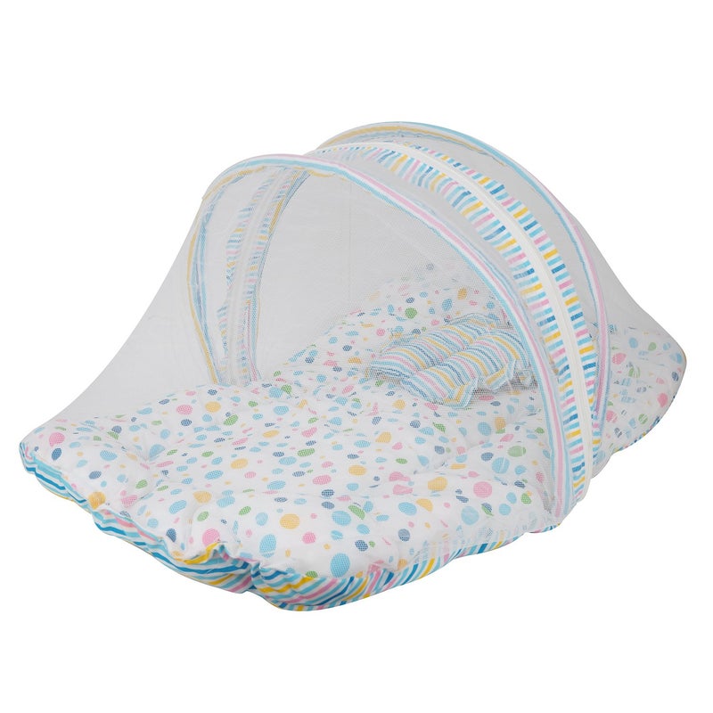 FARETO First Kids Step Toddler Mattress with Mosquito Net Blue - Image 1