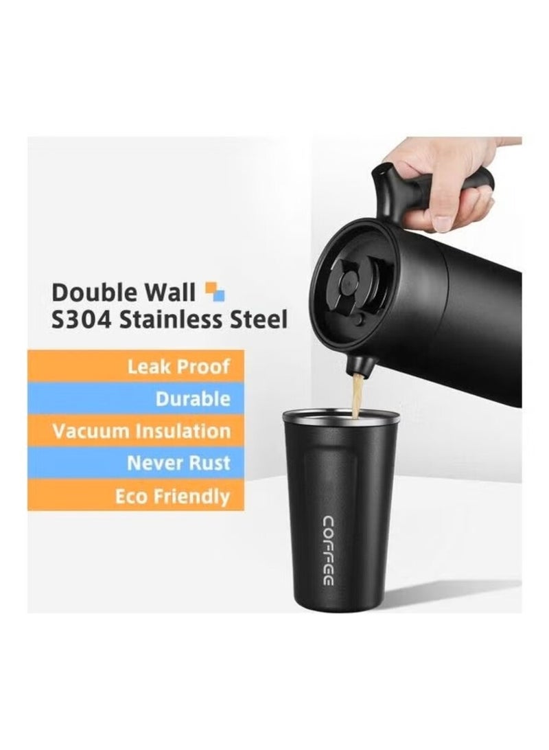 كوب قهوة حراري مناسب للسفر أسود - Image 2