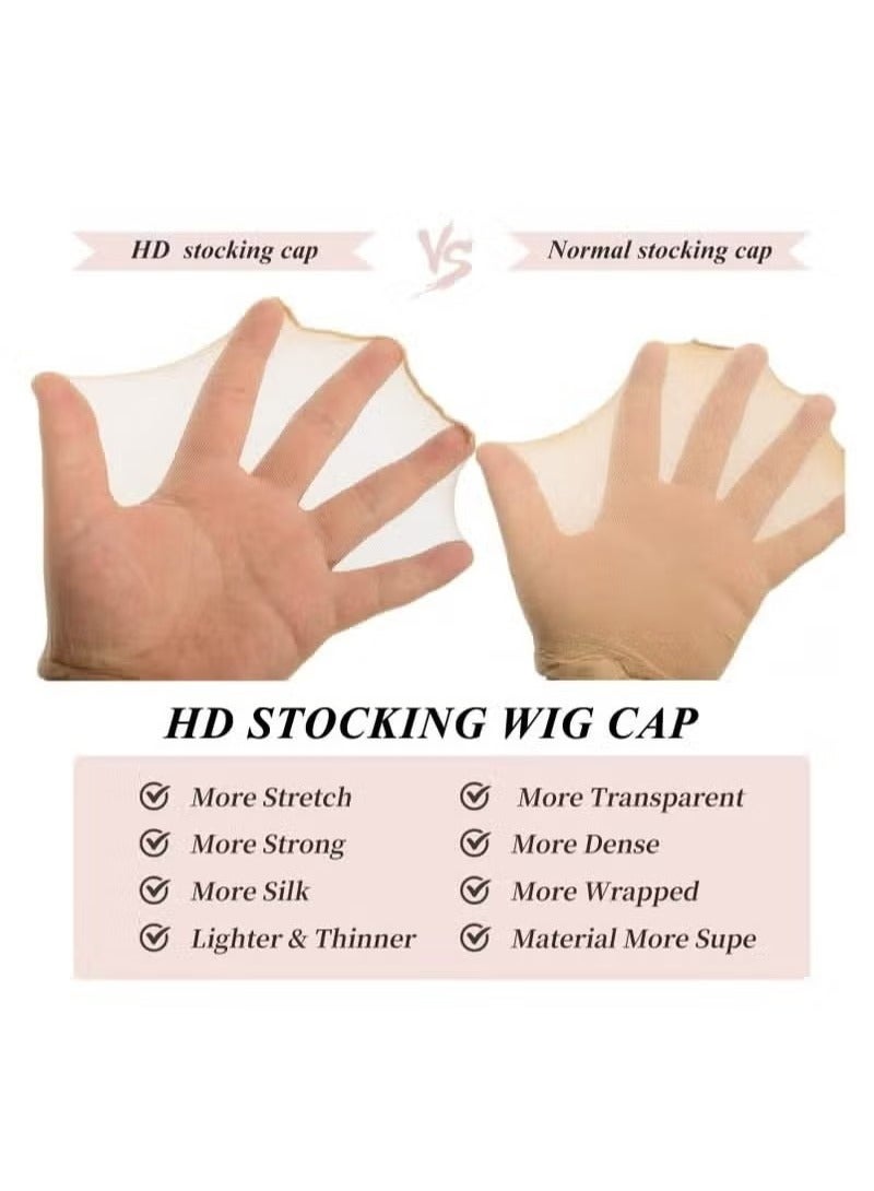HD Wig Cap, 6 Pieces Invisible and Sheer Breathable Ultra-thin Stretchy Stocking Caps for Lace Front Wigs - Image 4