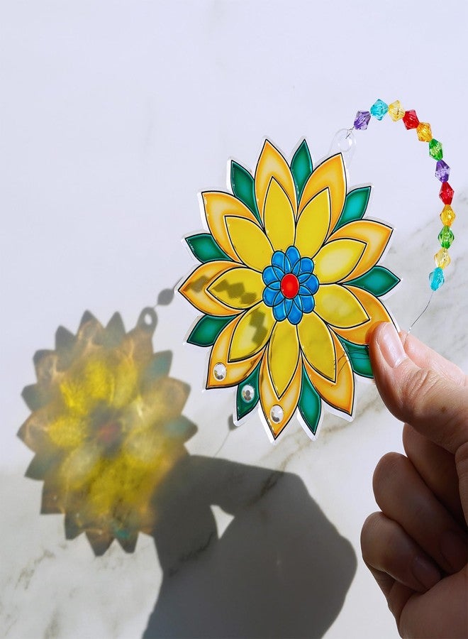 Winlyn 24 Sets Lotus Flower Suncatcher Wind Chimes Decorations DIY Window Paint Art Stickers Craft Kits Flower Sun Catchers for Kids Classroom Birthday Spring Summer Party Activities Art Project - Image 4