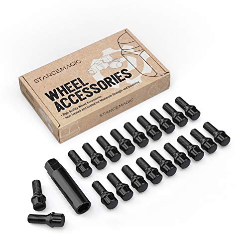 StanceMagic 20pcs Locking Spline Black 12x1.5 Lug Bolts with Socket Key (26mm OEM Shank Length, Cone Seat) Compatible with BMW 128i 135i 318i 320i 325i 328i 335i M3 528i 530i 535i M5 Z3 Z4 E36 E46 E60 E90 E92 E93 - Image 1