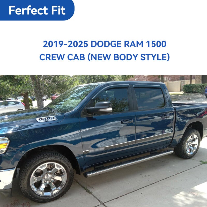 YQAUTEC Window Visors Rain Guards for 2019-2026 Dodge Ram 1500 Crew Cab (New Body Style), Out-Channel Window Vent Wind Deflectors Visors Shades for 19-26 Ram 1500 Full-Size Cab - Image 4