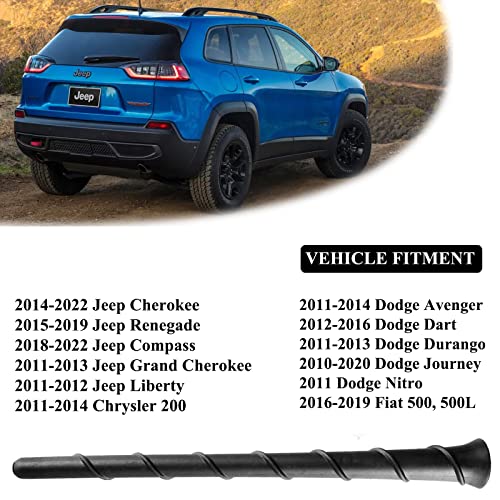 E-Vniko 8'' Inch Roof Antenna Mast Compatible for 2011-2022 Jeep Cherokee Grand Cherokee Dodge Durango Dart Journey Chrysler 200 Replacement Back Rubber Car Antenna 5091100AA 68297936AA - Image 2