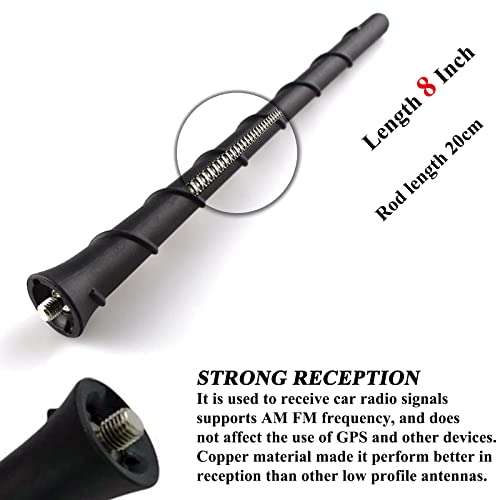 E-Vniko 8'' Inch Roof Antenna Mast Compatible for 2011-2022 Jeep Cherokee Grand Cherokee Dodge Durango Dart Journey Chrysler 200 Replacement Back Rubber Car Antenna 5091100AA 68297936AA - Image 3