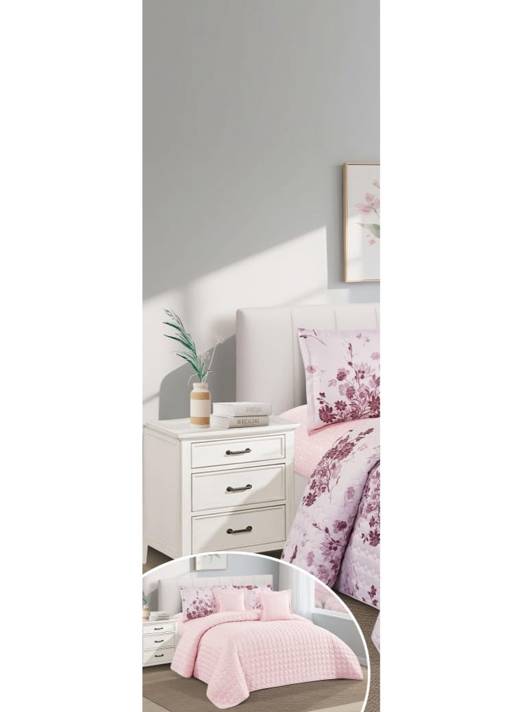 مون مفرش سرير نفر ونص سادة مضغوط صيفي يتكون من 4 قطع ليمنحك صيف منعش مقاس 170*210 سم - Image 2