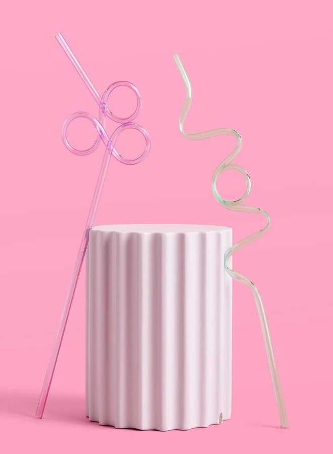 xo, Fetti Pastel Reusable Straw Set - 20 pc | Rainbow Birthday Party, Butterfly Bachelorette, Bridal Shower Decorations | Squiggly, Wavy, - Image 5