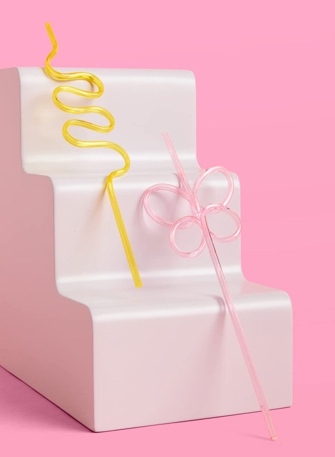 xo, Fetti Pastel Reusable Straw Set - 20 pc | Rainbow Birthday Party, Butterfly Bachelorette, Bridal Shower Decorations | Squiggly, Wavy, - Image 4