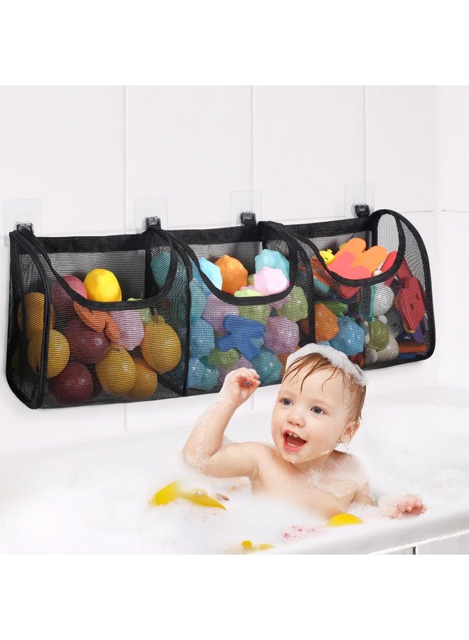 Goowin Bath Toy Storage, Bath Toy Holder, 3 Compartment Large Openings Bath Toy Organizer, Large Capacity Bath Tub Toy Holder, Kids Bathtub Toy Storage For Accessing & Sorting Toys (Black, Regular) - Image 2