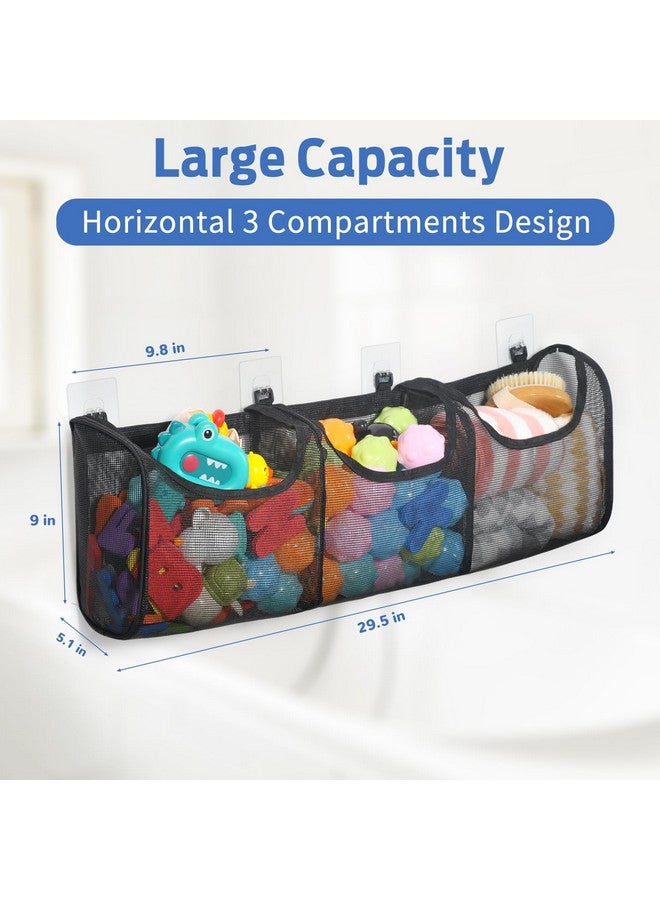 Goowin Bath Toy Storage, Bath Toy Holder, 3 Compartment Large Openings Bath Toy Organizer, Large Capacity Bath Tub Toy Holder, Kids Bathtub Toy Storage For Accessing & Sorting Toys (Black, Regular) - Image 3