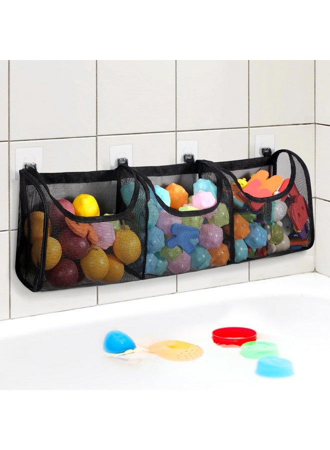 Goowin Bath Toy Storage, Bath Toy Holder, 3 Compartment Large Openings Bath Toy Organizer, Large Capacity Bath Tub Toy Holder, Kids Bathtub Toy Storage For Accessing & Sorting Toys (Black, Regular) - Image 1