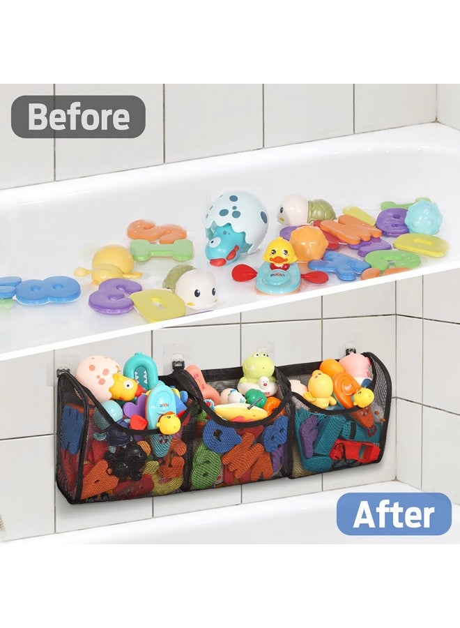Goowin Bath Toy Storage, Bath Toy Holder, 3 Compartment Large Openings Bath Toy Organizer, Large Capacity Bath Tub Toy Holder, Kids Bathtub Toy Storage For Accessing & Sorting Toys (Black, Regular) - Image 5