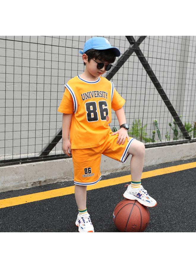 Children's Basketball Clothes Suit Middle And Big Children's Clothing Summer Men's Basketball Clothes Children's Training Sportswear Sweat-absorbent Basketball Jersey Thin