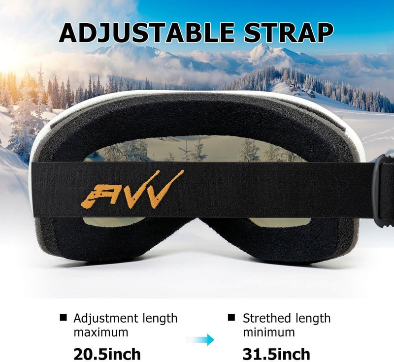 AVV Store نظارات تزلج OTG للرجال والنساء مع عدسة مزدوجة مضادة للضباب، UV400 نظارات ثلج للتزلج على الثلج وركوب الزلاجات - Image 5
