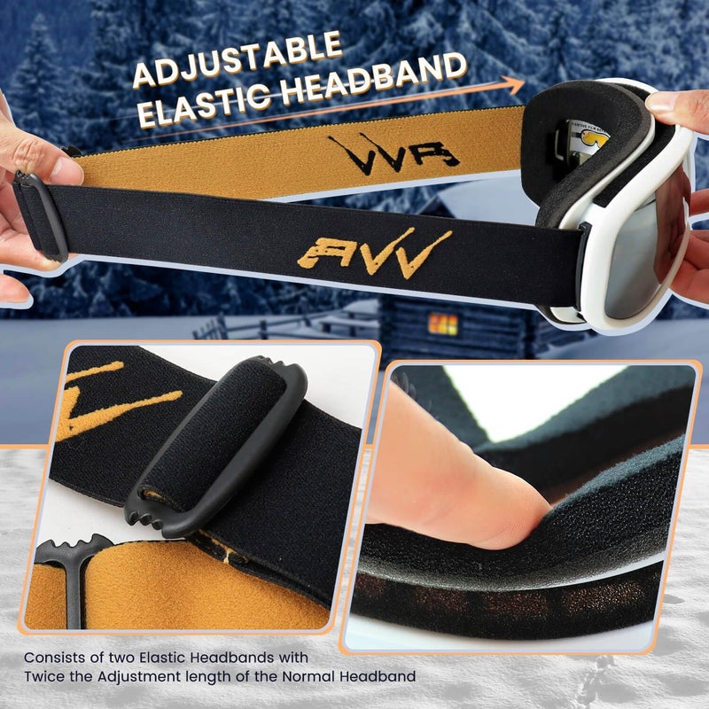 AVV Store نظارات تزلج OTG للرجال والنساء مع عدسة مزدوجة مضادة للضباب، UV400 نظارات ثلج للتزلج على الثلج وركوب الزلاجات - Image 4