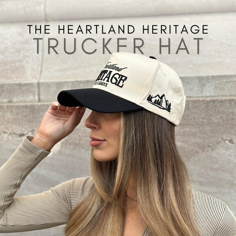 CITRUSY Vintage Western Trucker Hat | Men & Women | Embroidered Trendy Caps | Country Cute Hats for Cowgirls & Cowboys | Camo Denim Cotton Styles | Snapback Hat (Heartland Heritage | Black) - Image 4