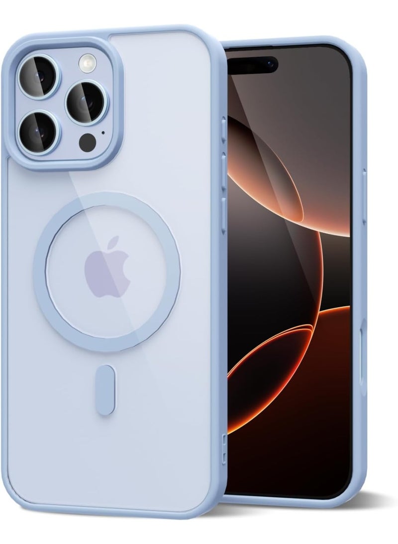 أكاليكس جراب مغناطيسي شفاف لهاتف iPhone 16 Pro Max، متوافق مع MagSafe، غطاء فاخر مطلي، جراب هاتف شفاف ناعم مقاوم للصدمات من مادة TPU (أزرق سماوي) - Image 1