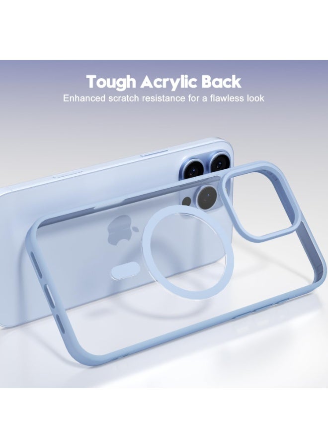 أكاليكس جراب مغناطيسي شفاف لهاتف iPhone 16 Pro Max، متوافق مع MagSafe، غطاء فاخر مطلي، جراب هاتف شفاف ناعم مقاوم للصدمات من مادة TPU (أزرق سماوي) - Image 4
