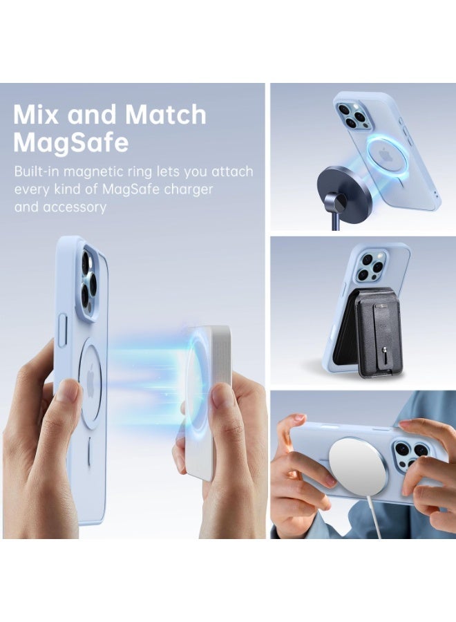 أكاليكس جراب مغناطيسي شفاف لهاتف iPhone 16 Pro Max، متوافق مع MagSafe، غطاء فاخر مطلي، جراب هاتف شفاف ناعم مقاوم للصدمات من مادة TPU (أزرق سماوي) - Image 4