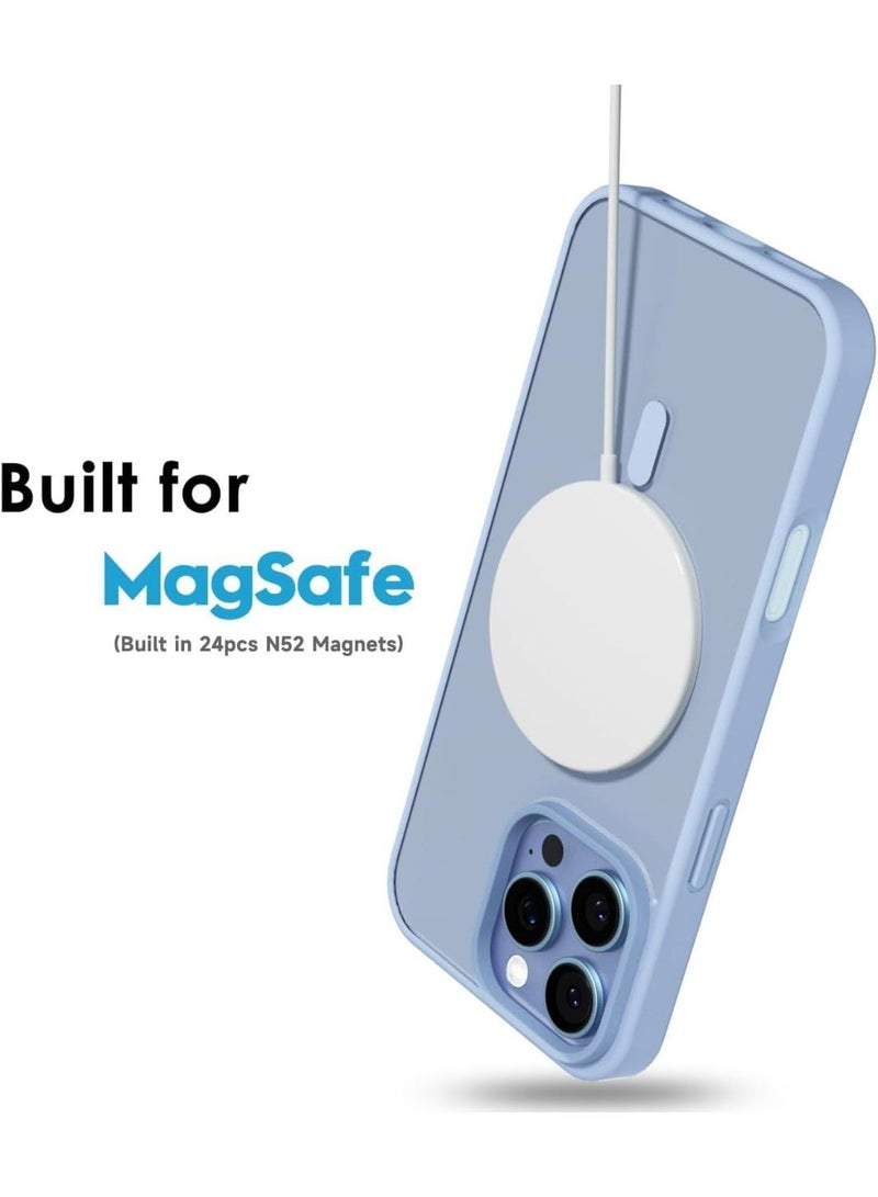 أكاليكس جراب مغناطيسي شفاف لهاتف iPhone 16 Pro Max، متوافق مع MagSafe، غطاء فاخر مطلي، جراب هاتف شفاف ناعم مقاوم للصدمات من مادة TPU (أزرق سماوي) - Image 3