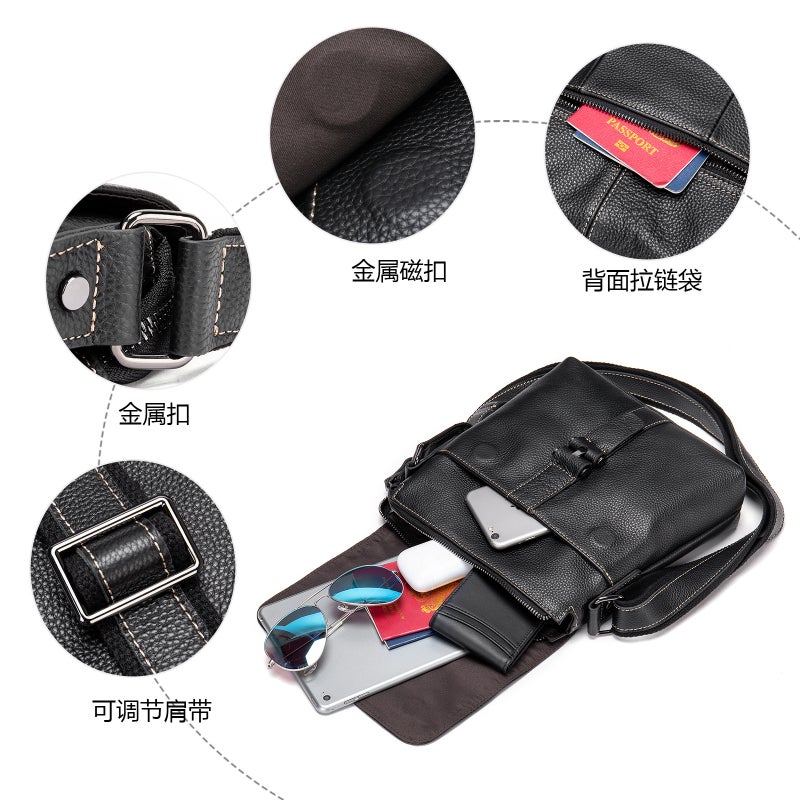 Malute Brand Business Casual Men'S First Layer Cowhide Shoulder Crossbody Bag Retro Flip Leather Men'S Bag - Image 4