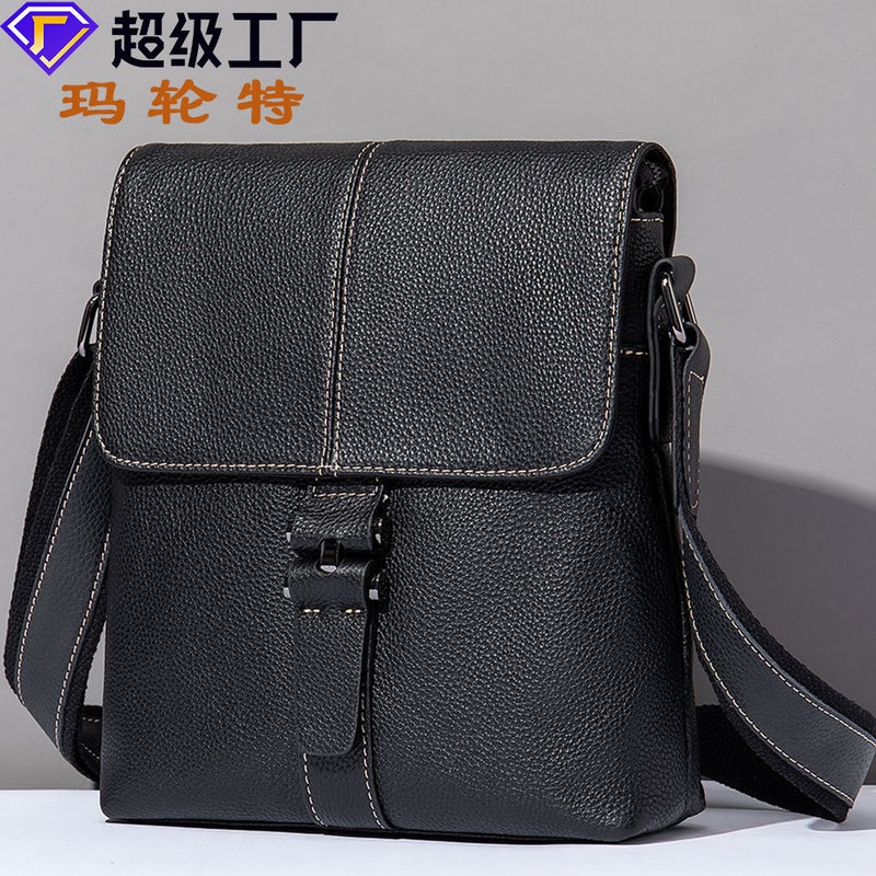 Malute Brand Business Casual Men'S First Layer Cowhide Shoulder Crossbody Bag Retro Flip Leather Men'S Bag - Image 2