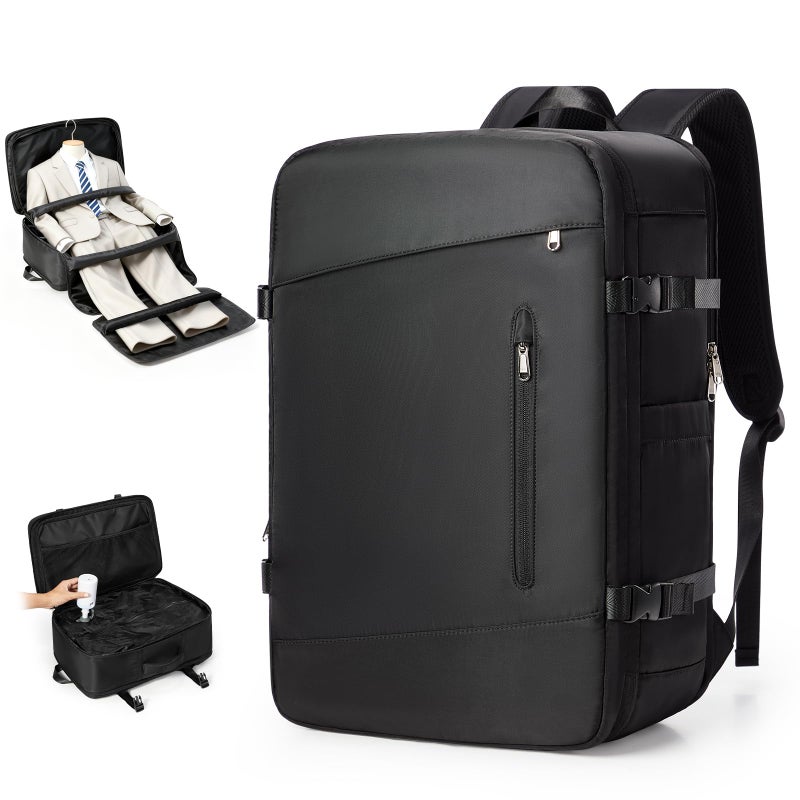 VGCUB Vacuum Backpack Travel with Suit Bag and Air Pump Compression Vacpack Carry on Flight Approved Daypack Laptop Space Saver Garment Bags for Travel Storage with Vacuum System Women Men Black - Image 1