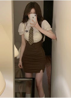 Fashionable and Exquisite French Puff Sleeves, Waist-Cinching Back, Slim-Fitting Shirt, Elastic Vest Skirt Set - pzsku/Z30A4AF6B4E9D233901D3Z/45/_/1727431043/2973981e-388a-4eb5-a6b4-ab6cf209f03d