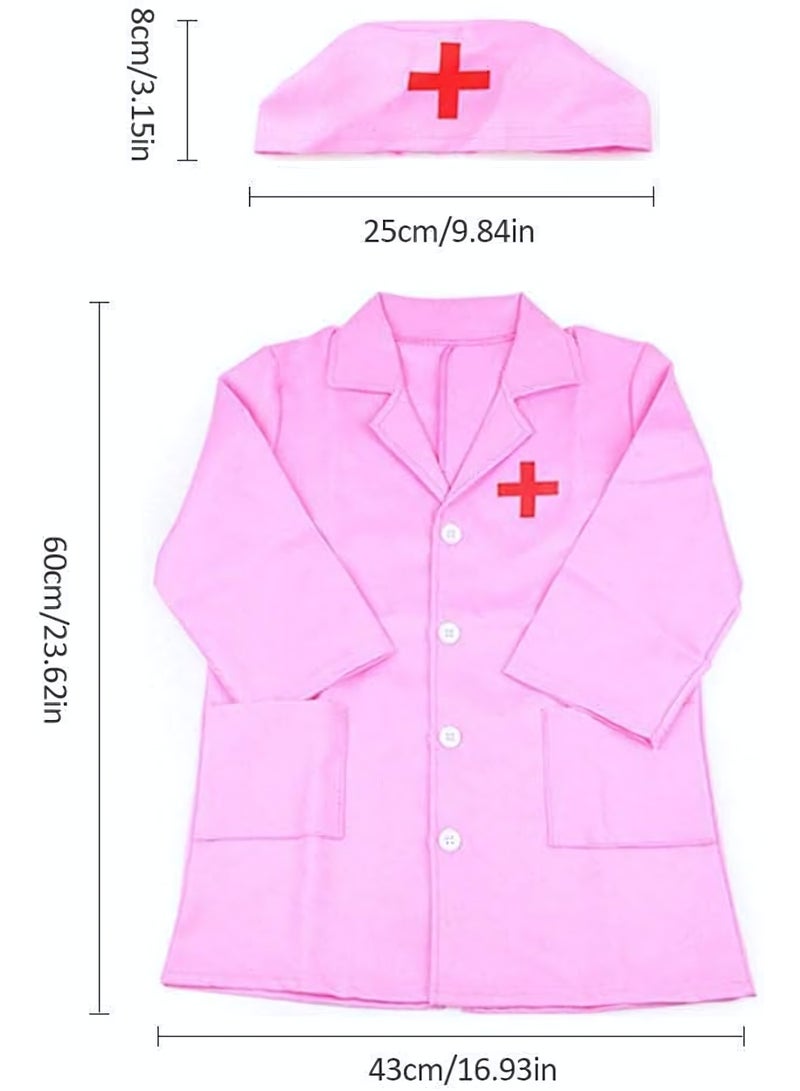 Doctor Playsets, 2-Pcs Pretend Play Dress Up Set, Children's Doctor Nurse Cosplay Costume, Role Play Hospital Coats and Cap, Doctor Party Accessories Birthday Gifts for Girls Ages 3+ - Image 2