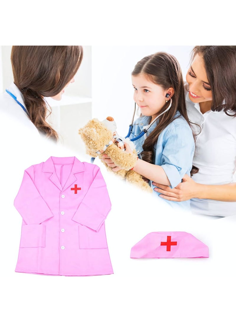 Doctor Playsets, 2-Pcs Pretend Play Dress Up Set, Children's Doctor Nurse Cosplay Costume, Role Play Hospital Coats and Cap, Doctor Party Accessories Birthday Gifts for Girls Ages 3+ - Image 1